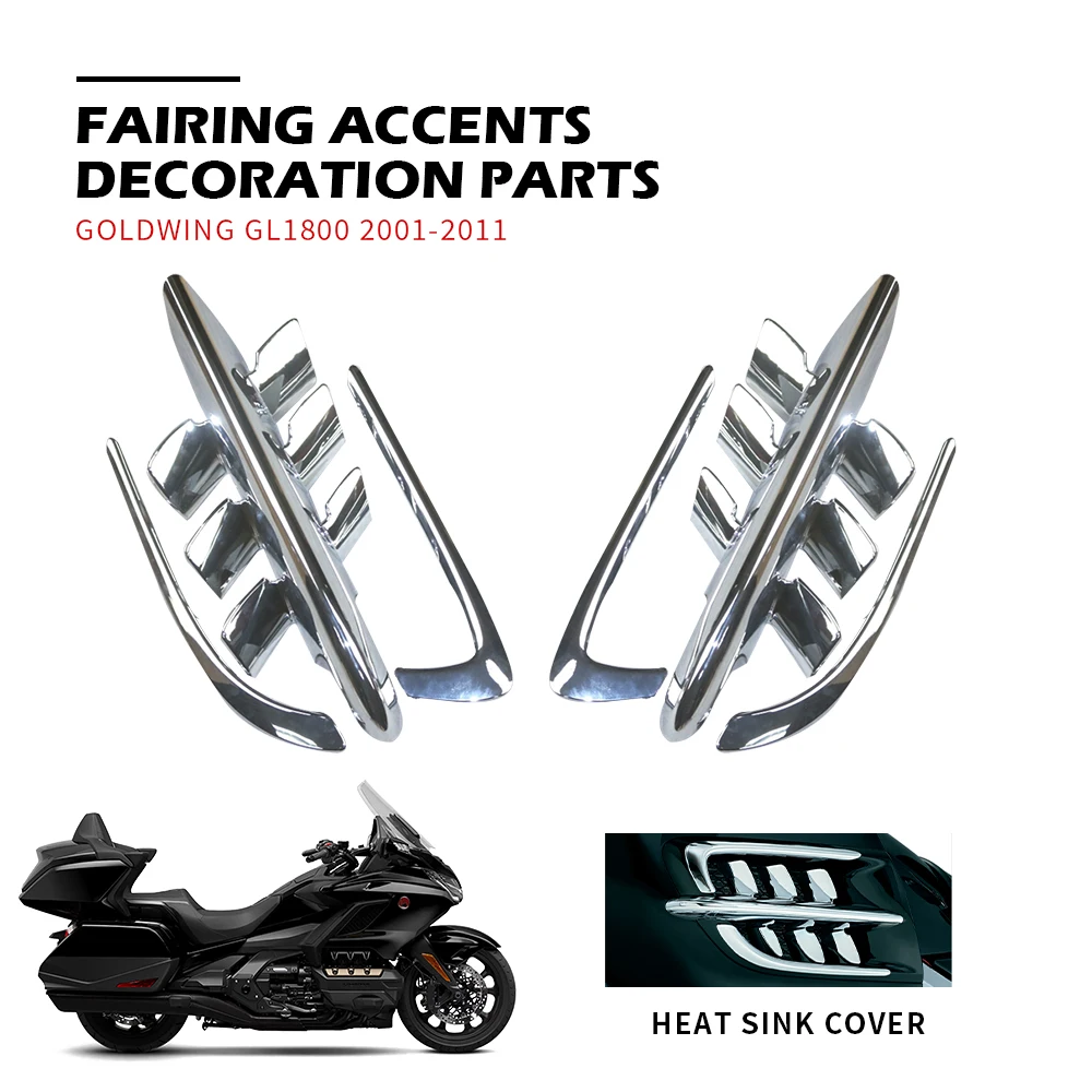 Shark Gills Fairing Accents For Honda Goldwing GL1800 2001~2011 Motorcycle Chrome Fairing  ABS Plastic Chrome Decoration Parts