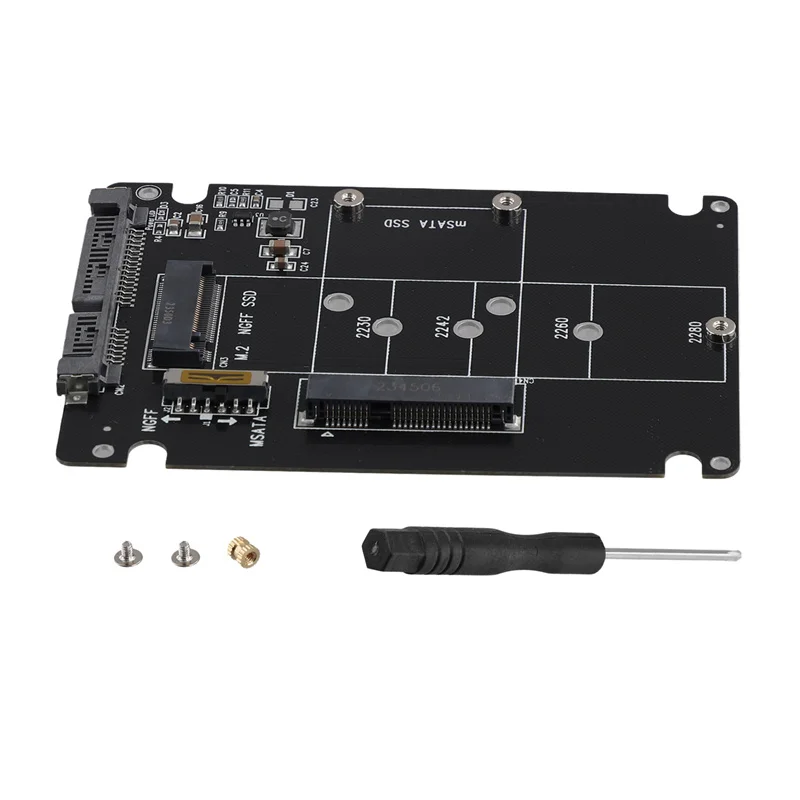 2 In 1 NGFF M.2 B+M Key Mini PCI-E Or Msata SSD To SATA III Adapter Card For Full Msata SSD/ 2230/2242/2260/22X80 M2