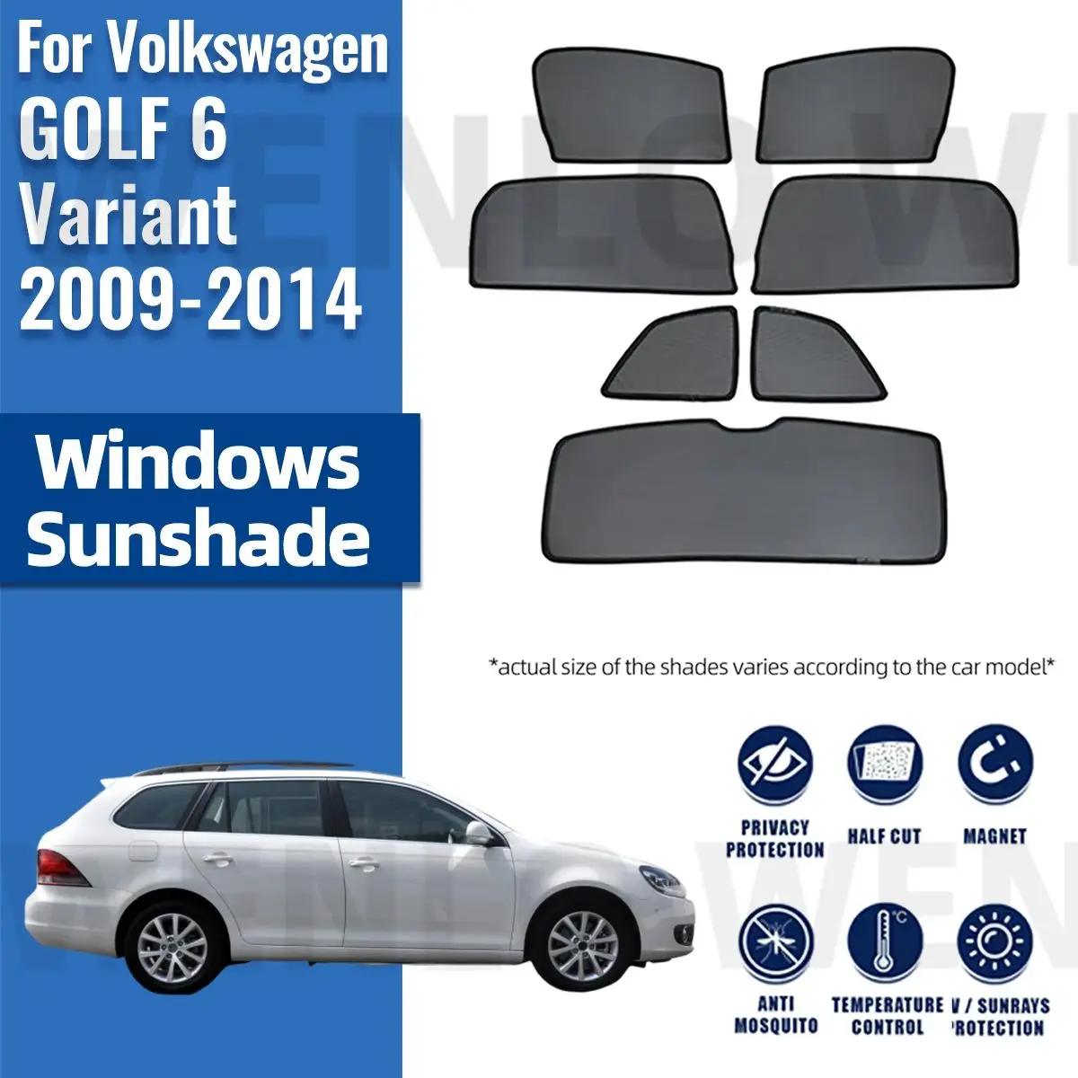 

For Volkswagen VW Golf6 Variant Golf 6 2009-2013 2014 Car Window Sunshade Magnetic Curtain Sun Shade Visor Net Mesh Protect Kids