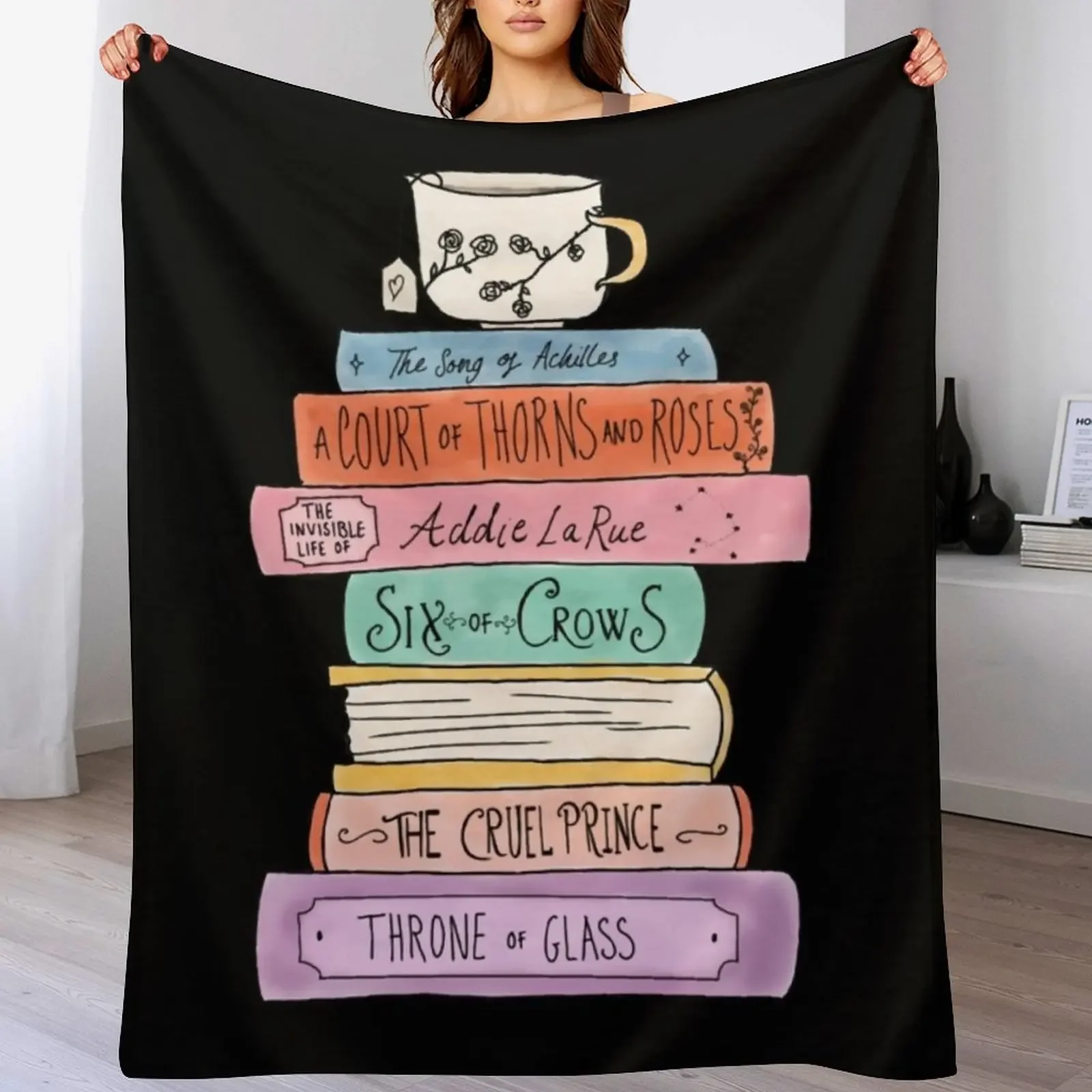 

YA fantasy book stack Throw Blanket Soft Warm Blanket Gift for Grandparents