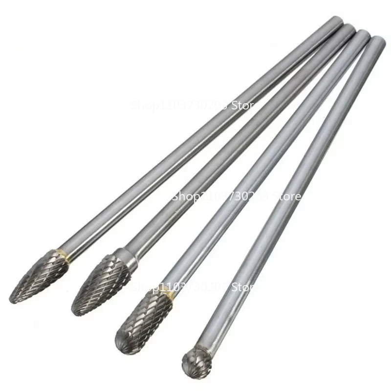 

4 шт./партия, твердосплавные фрезы для гравировки Dremel, 1/4 дюйма, 6 мм, хвостовик 150 мм