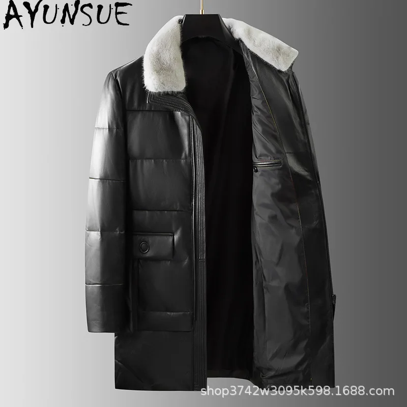 AYUNSUE Winter Genuine Leather Jacket Men Clothing Real Sheepskin Jackets for Men Down Leather Jacket Men High Quality 진짜 가죽자켓