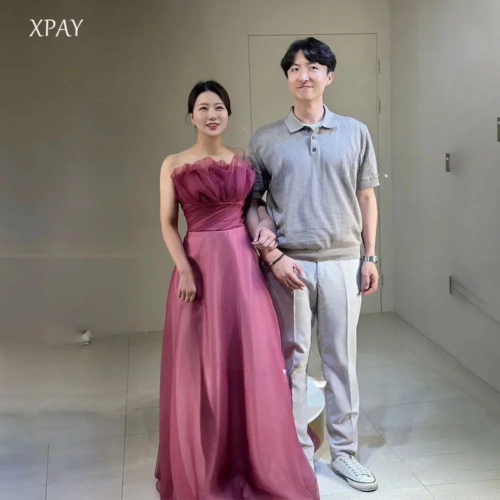 

XPAY Длинные вечерние платья для выпускного вечера без бретелек с рюшами Корейские женские платья длиной до пола из органзы в саду свадебные платья невесты 웨딩드레스