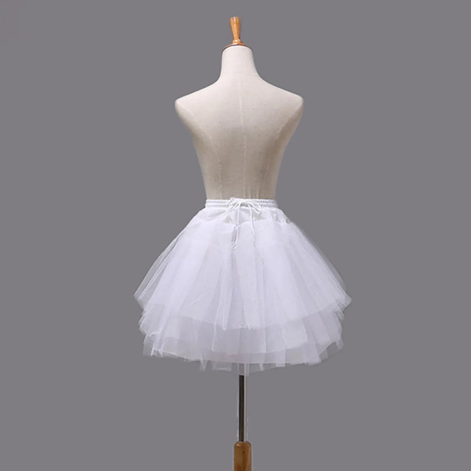 Solid Color Layered Petticoat Lady's Princess Tutu Skirt Elastic High Waist Tulle Underskirt Pleated A Line Matching Skirt Set