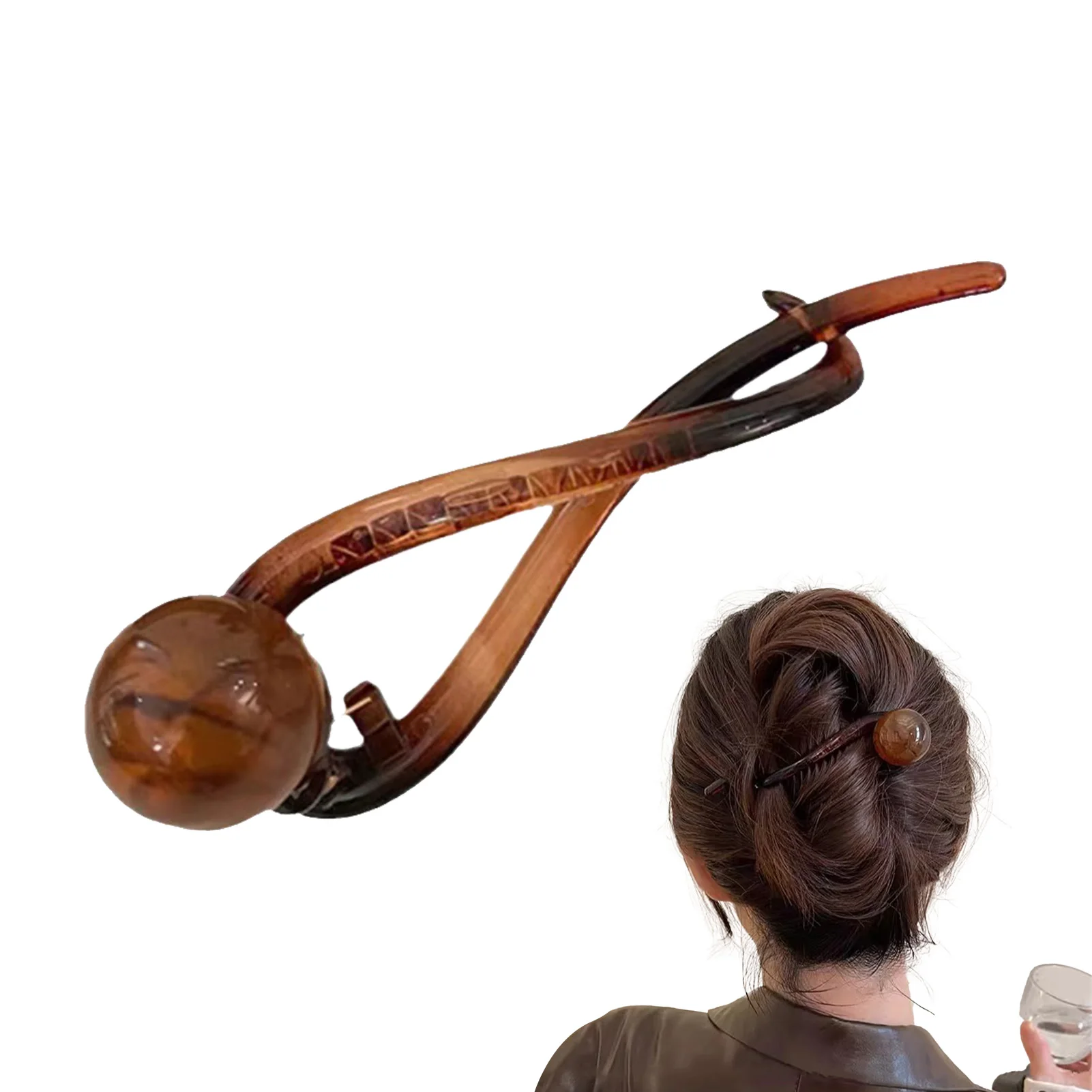 Perlen-Haarnadeln Neue Gedrehte Haarklammer aus Kunststoff-Acryl mit Imitationsperlen, Gedrehtes Design, Haaraccessoires für Frauen, Geschenk – Detail 4