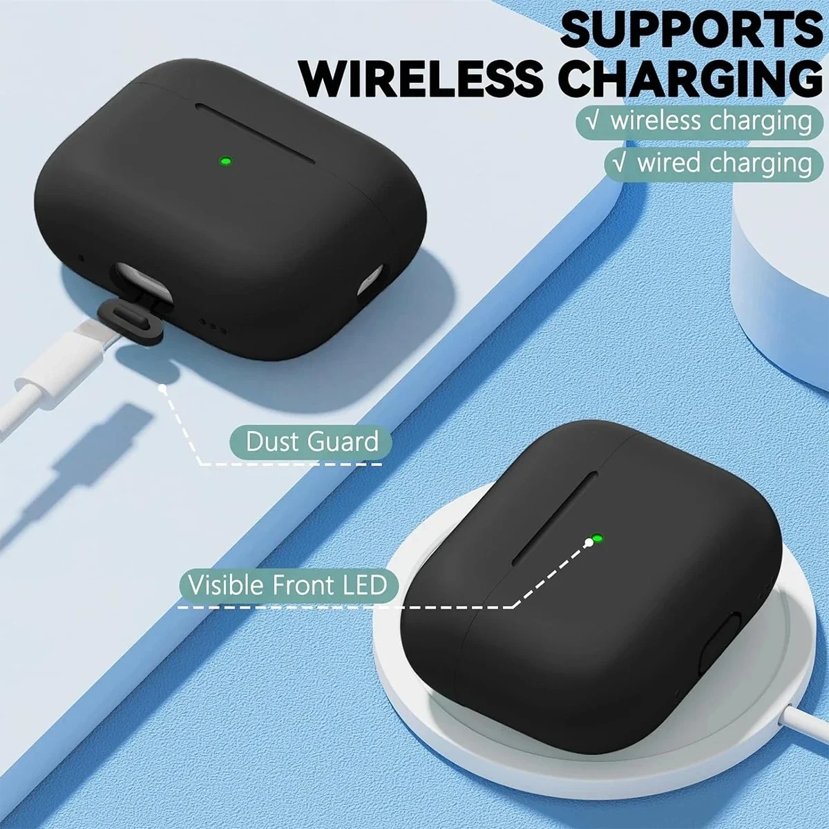 Твердый силиконовый чехол для гарнитуры для Apple AirPods Pro 2019, чехол с чистящей ручкой, аксессуары для наушников, беспроводная коробка для зарядки, чехол