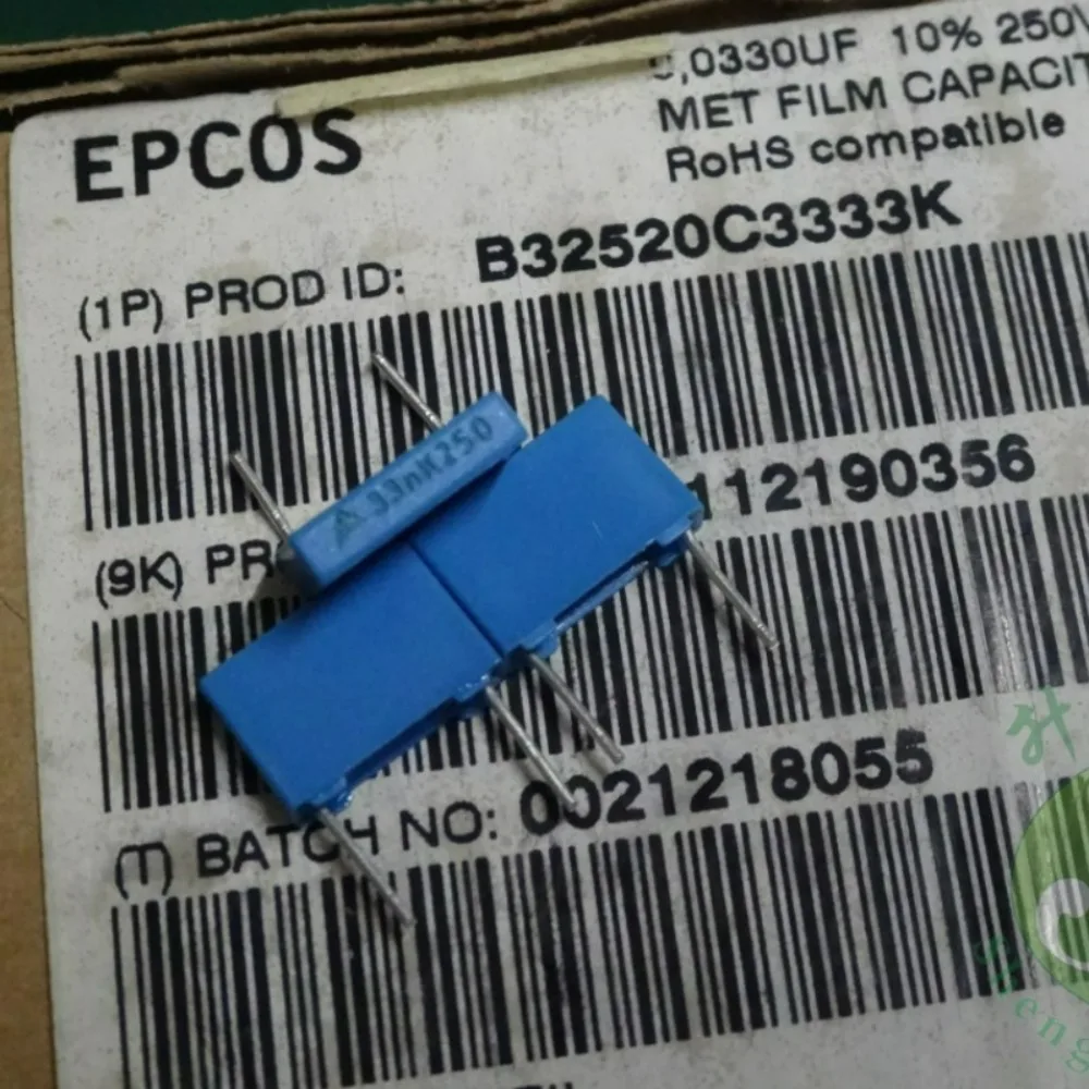 20pcs/lot EPCOS 0.033uf 250v 33nf 333 K brand new 8mm film capacitor (Thickness: 2mm) B32520C3333K