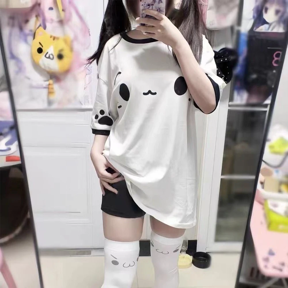 Camiseta Oversize Nueva 2026 para Mujer, Blanca con Estampado de Dibujos Animados, Manga Corta, Cuello Redondo, Estilo Y2K, Top Lindo 2026