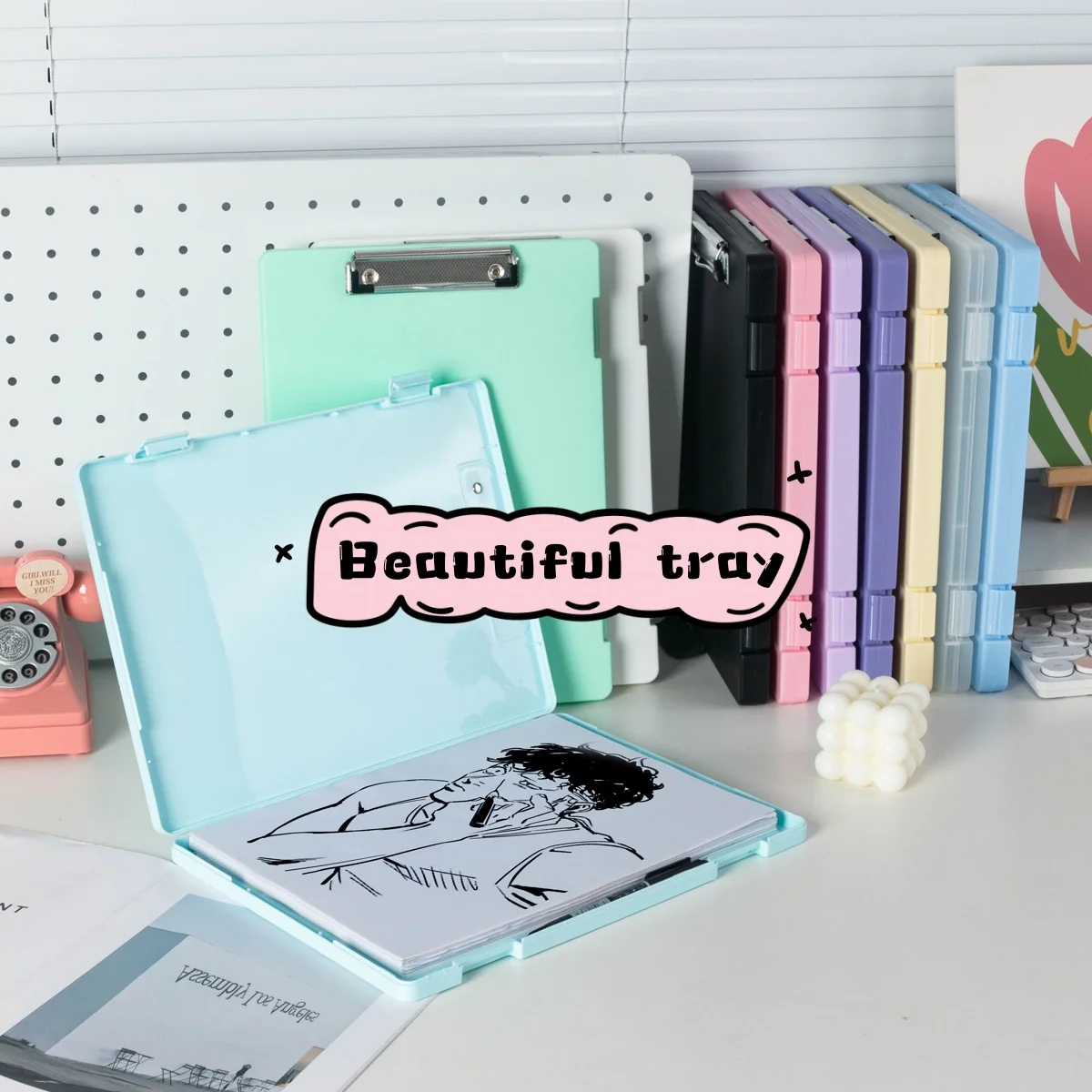 

1 Piece with Clipboard/Home Document Storage Box A4 Transparent File Box for Important Documents, Household Registration Book, a