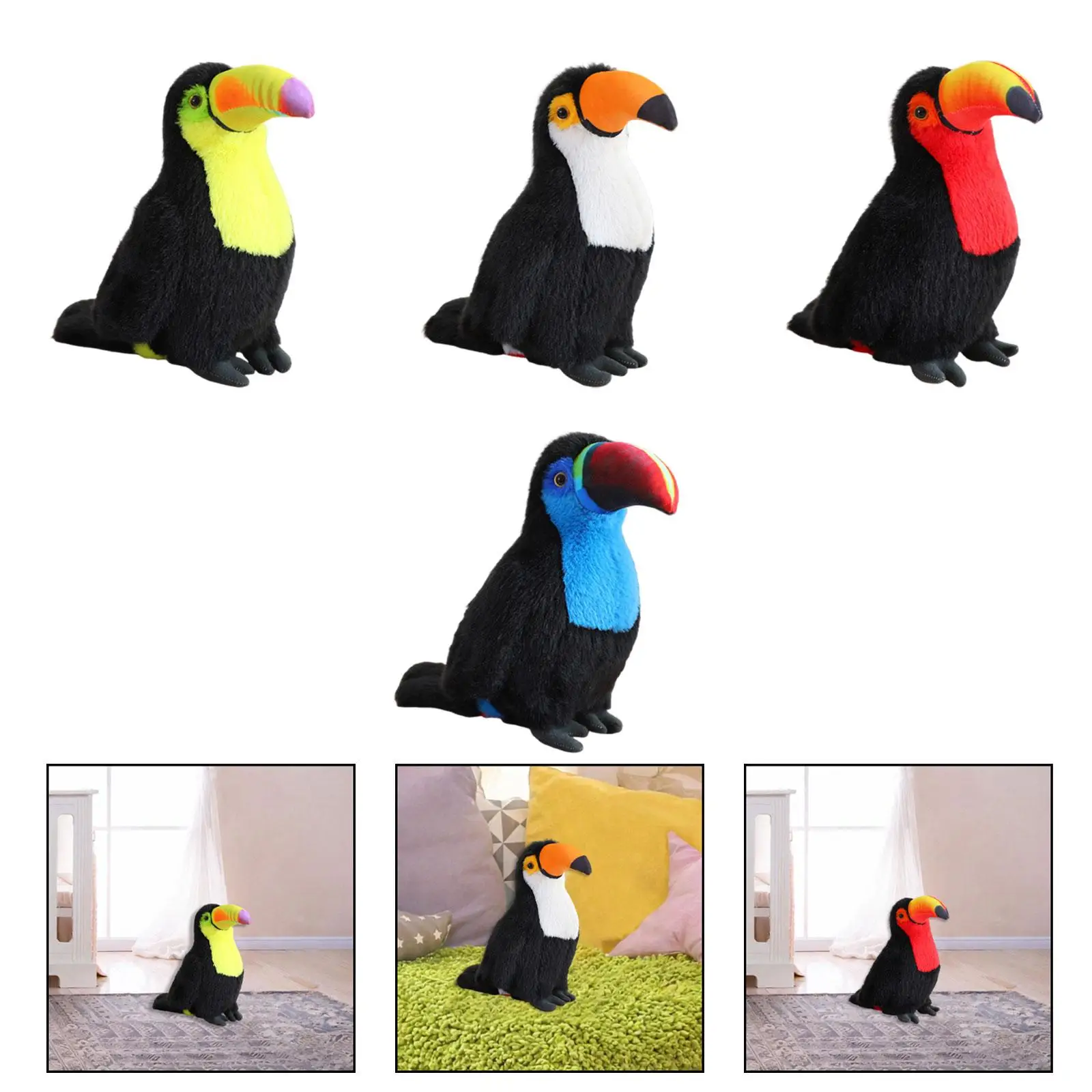 ตุ๊กตาทูแคนของที่ระลึกของขวัญการ์ตูนตกแต่งสมจริง แข็งแรง ทนทาน ตุ๊กตาสัตว์สำหรับเทศกาล โรงแรม คาเฟ่ ห้องนั่งเล่น วันหยุด