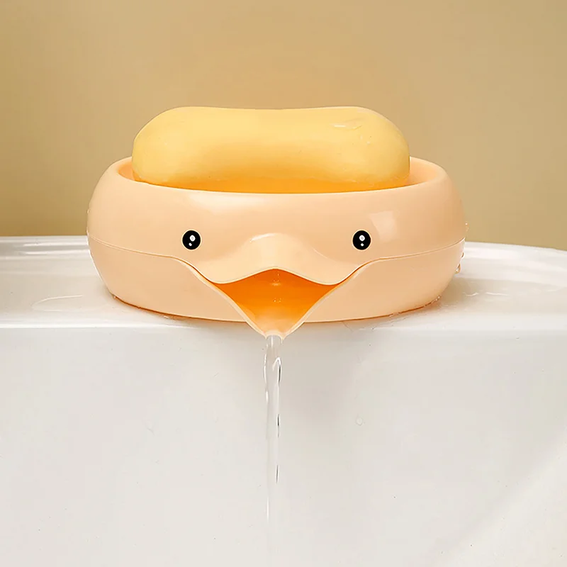 Lamgool Soap Box Cute Duck Shape Soap Dish Self Draining Soap Holder Soap Rack For Shower Bathroom Kitchen Plastic Tray Holder ﻿