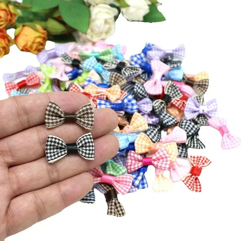 30PCS/lot 1.5cm*3cm Small Satin Ribbon Bow Crafts Decoration Wedding Scrapbooking Embellishment Tie