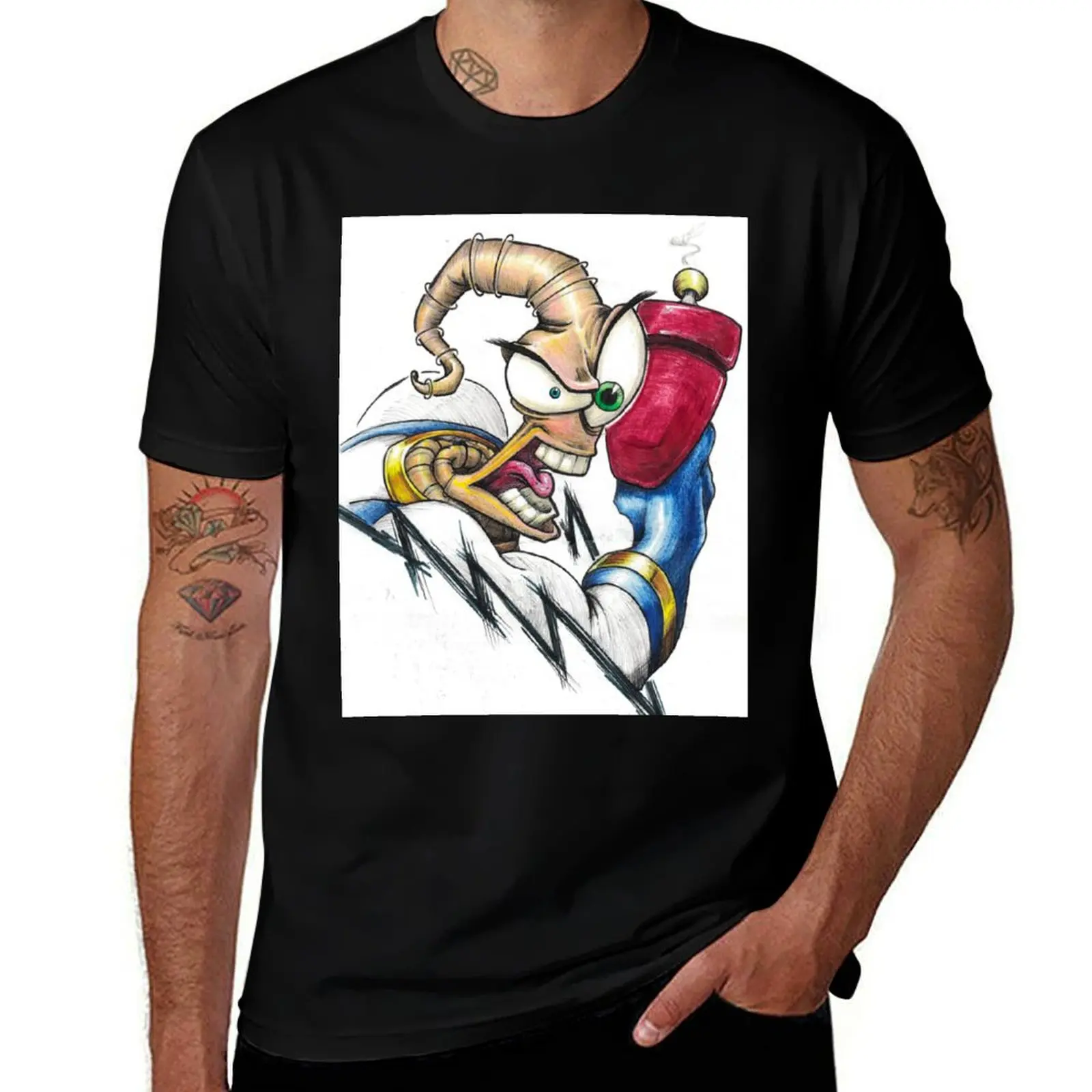 

Earthworm J. T-Shirt Blouse animal prinfor boys graphic tee shirt vintage clothes fitted t shirts for men