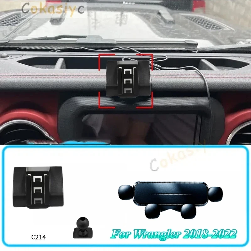 Car Phone Holder For JEEP Wrangler 2018-2022 Gravity Stand Mount Support Horizontal GPS Mobile Bracket Accessories With Base