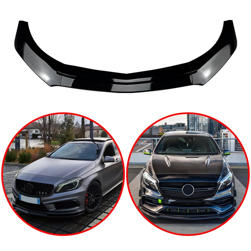 

Car Front Bumpers Lip Spoiler Glossy Black Or Carbon Fiber Look For Mercedes Benz A Class W176 A200 A260 A45 AMG 2013-2018