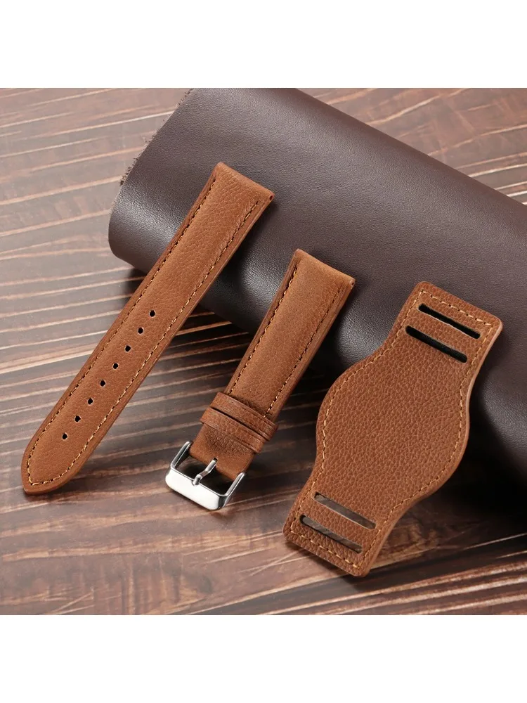 Vintage handgefertigtes Leder-Uhrenarmband, 18 mm, 20 mm, 22 mm, Rindslederarmband für Seiko, Kaffeebraun, braun, Ersatzarmband