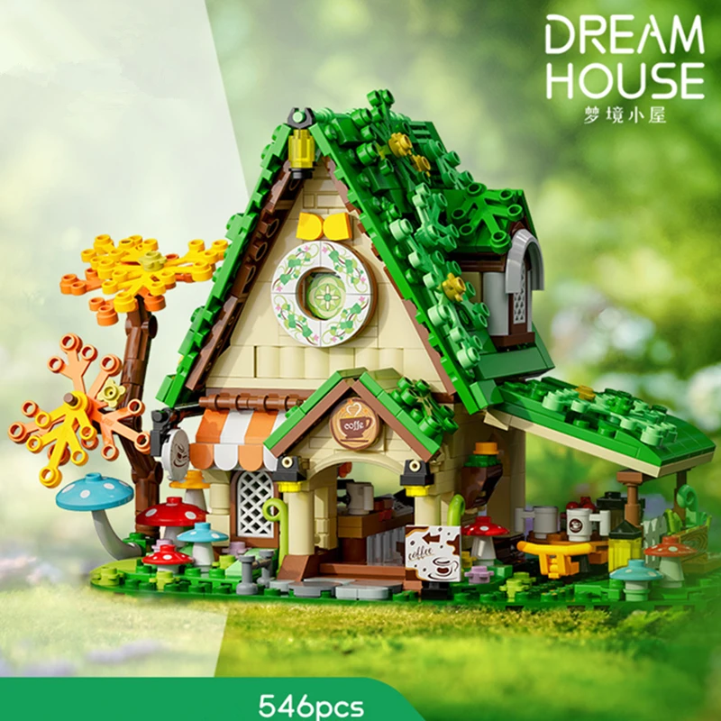 Traumhaus Märchen Cafe Gärten Wald Cottage Bausteine klassisches Modell Mini Ziegel setzt Kinder Kits