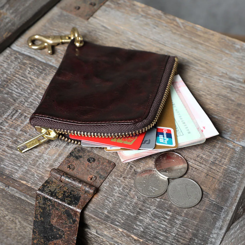 S.WORKER Vollnarbenleder Vintage-Kartenhalter Retro Mini-Münzbörse Tragbare Tasche Kurze Geldbörse – Detail 14