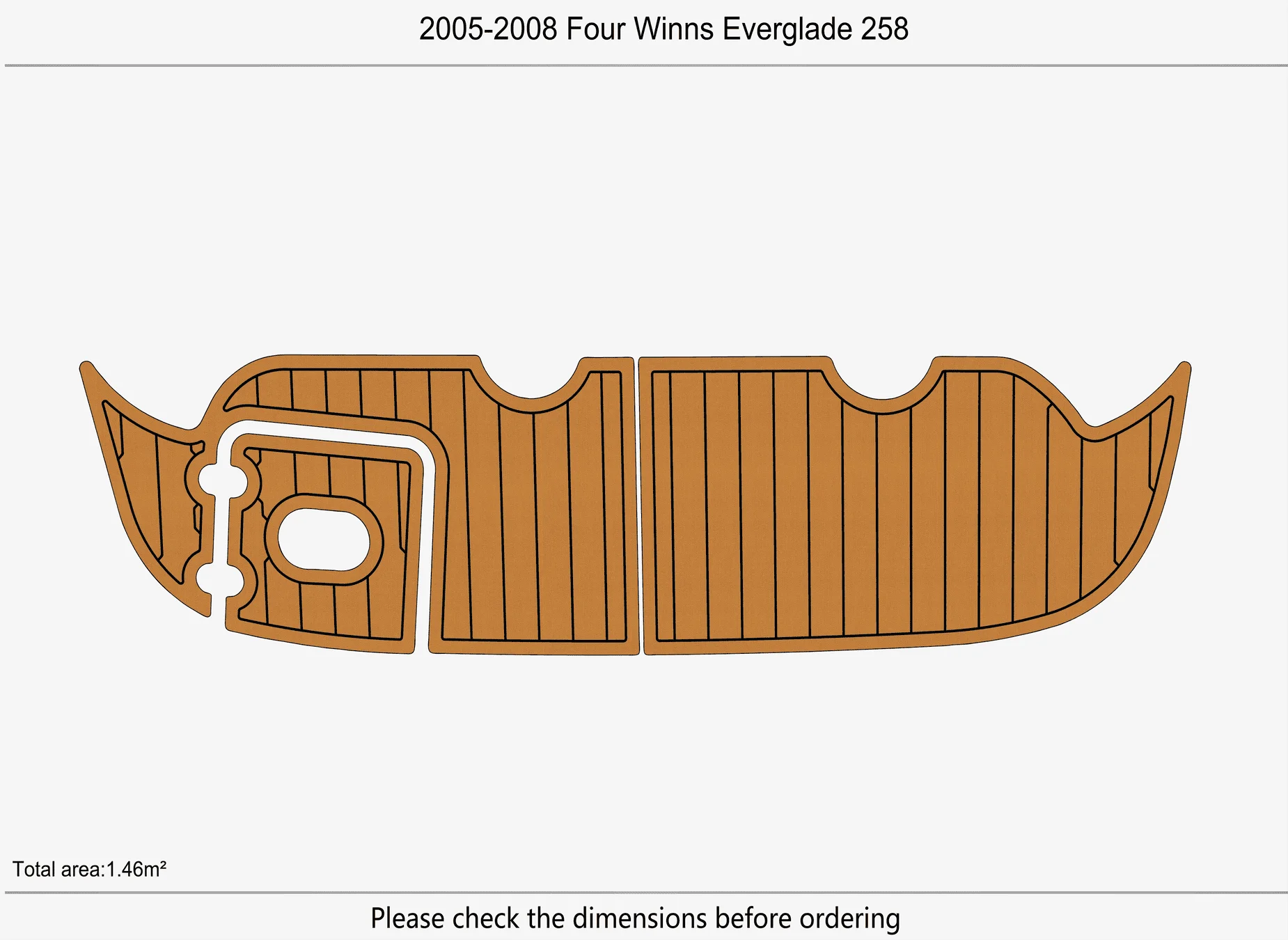 Marine Faux Teak EVA Non-Slip Mat - 2005-2008 Four Winns Everglade 258 Self-Adhesive 1/4