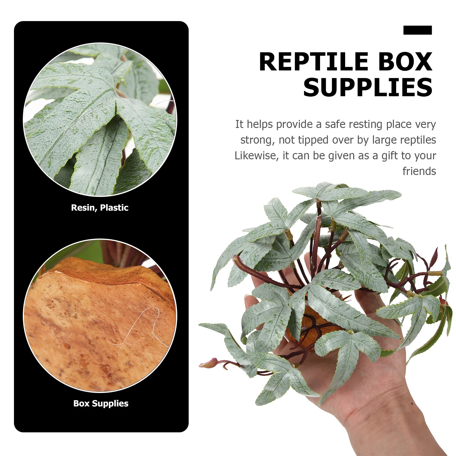 نباتات مقلدة لصندوق الزواحف نباتات خضراء اصطناعية واقعية من الراتنج البلاستيكي ديكور حوض السمك لوازم المناظر الطبيعية #3