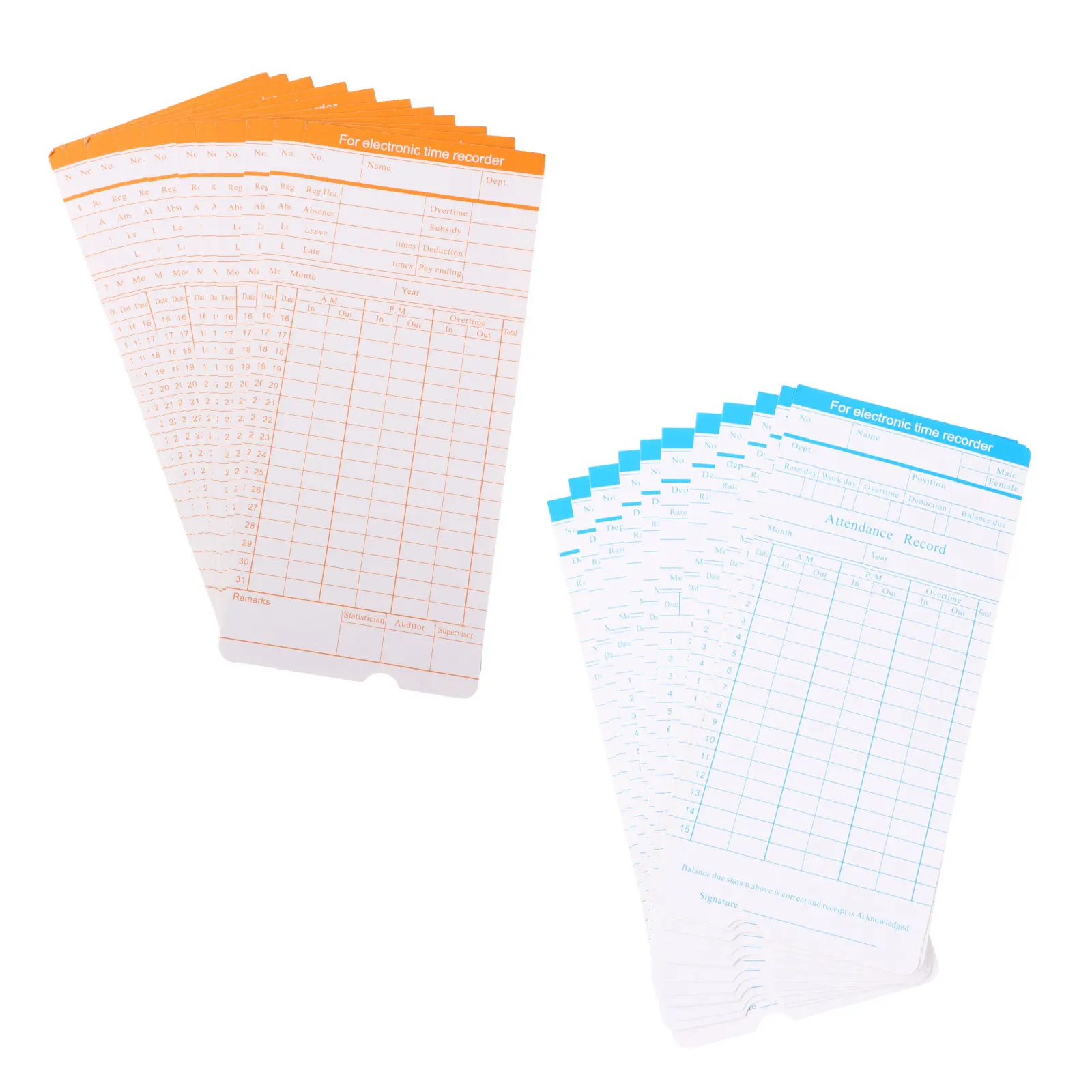 

1Set Time Card High-Quality Simple Design Office Factory Monthly Format Attendance Recorder Cards for Commuting