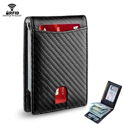 Rfid Carbon Fiber Men Wallets Man Card Holder Money Bag Slim Thin Mini Wallet Male Small Short Purse Black Walet Billfold Vallet