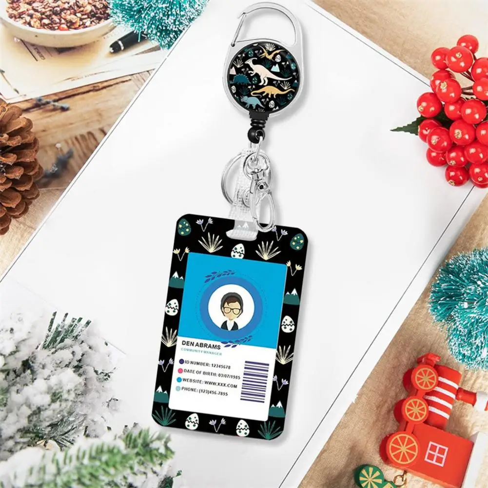 プリントパターンのダブルバッジホルダー,恐竜のプリント,女性,看護,医師,教師用のかわいいストラップセット,格納式リール