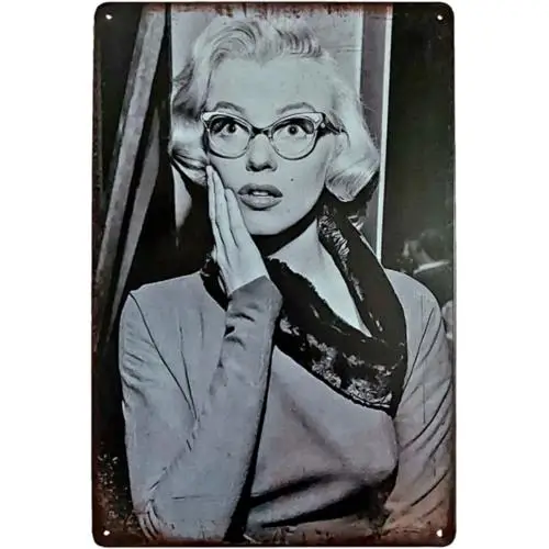 1 pcs,Marilyn Monroe Pinup Metal Sign  (Reprint) Cat Eye Glasses