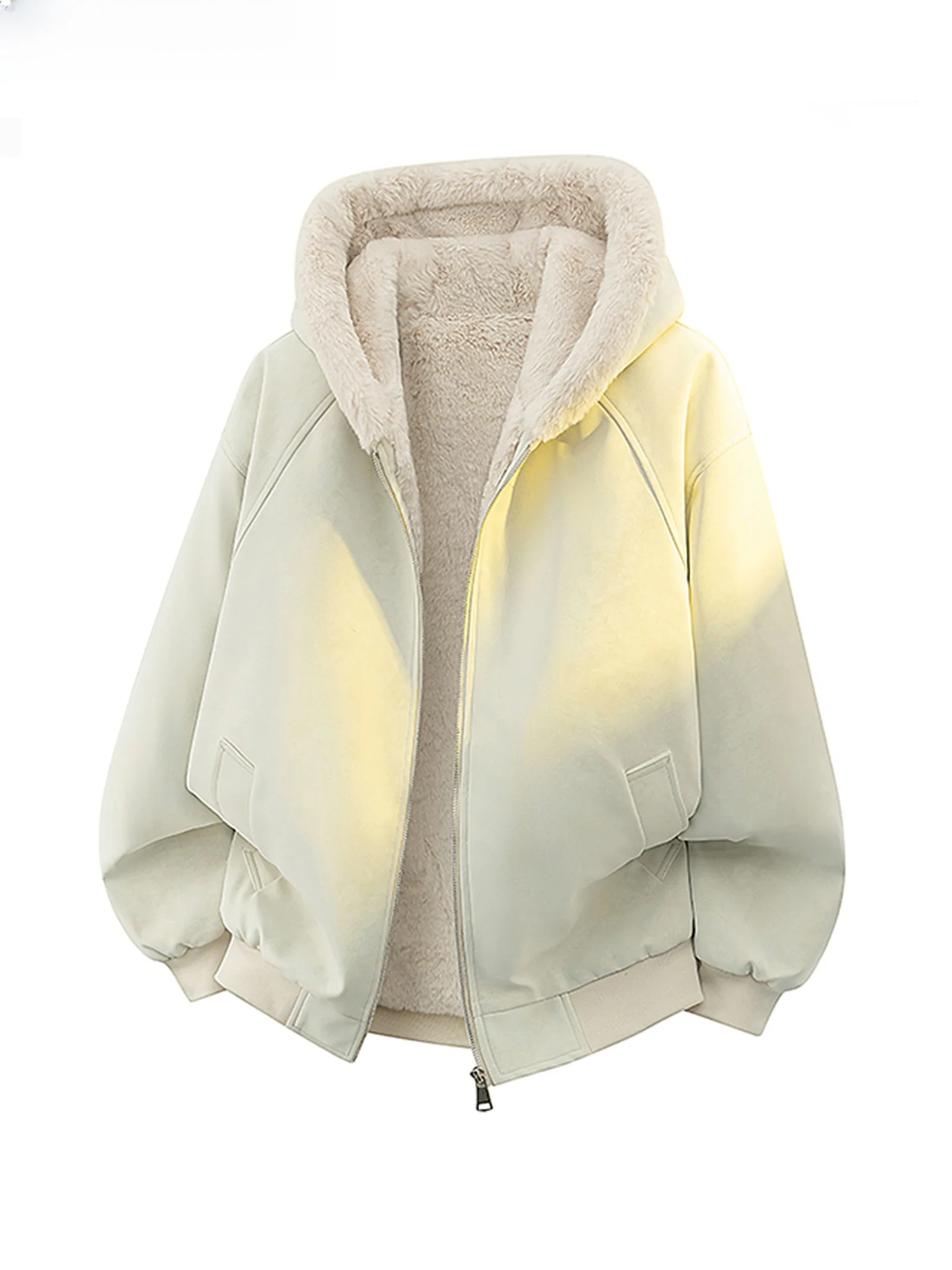 

Wassup ark Heavyweight Pu Cotton Jaet Men Women Autumn Winter Couple Fur Collar Outerwear