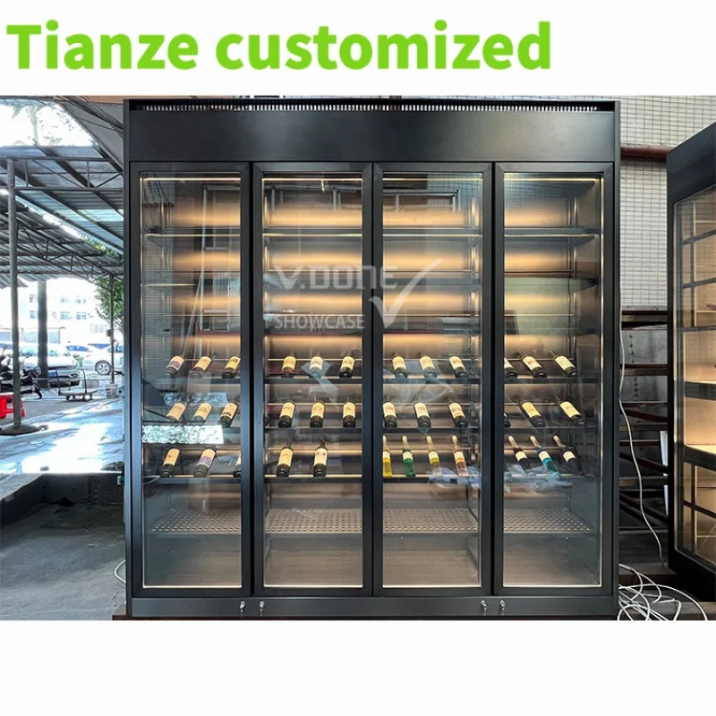 

Customized-modern hotel luxury stainless steel wine storage cabinet glass thermostatic display wine cellar wine cabinet bar livi