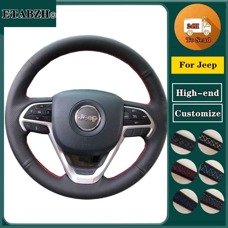 Braid Car Steering Wheel Cover For Jeep Grand Cherokee ZJ WJ WK WK2 WL 1993-2021   Microfiber Leather Steering Wrap Accessories