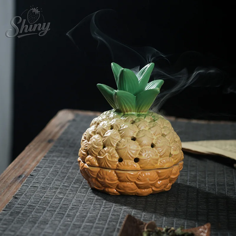 

Creative Ceramic Fruit Pineapple Incense Burner Home Indoor Sandalwood Incense Burner Desktop Decorative Ornaments