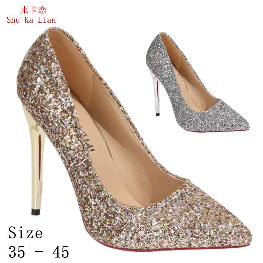 

High Heels Women Pumps Stiletto 11 CM Woman Party Wedding High Heel Shoes Kitten Heels Plus Size 35 - 45