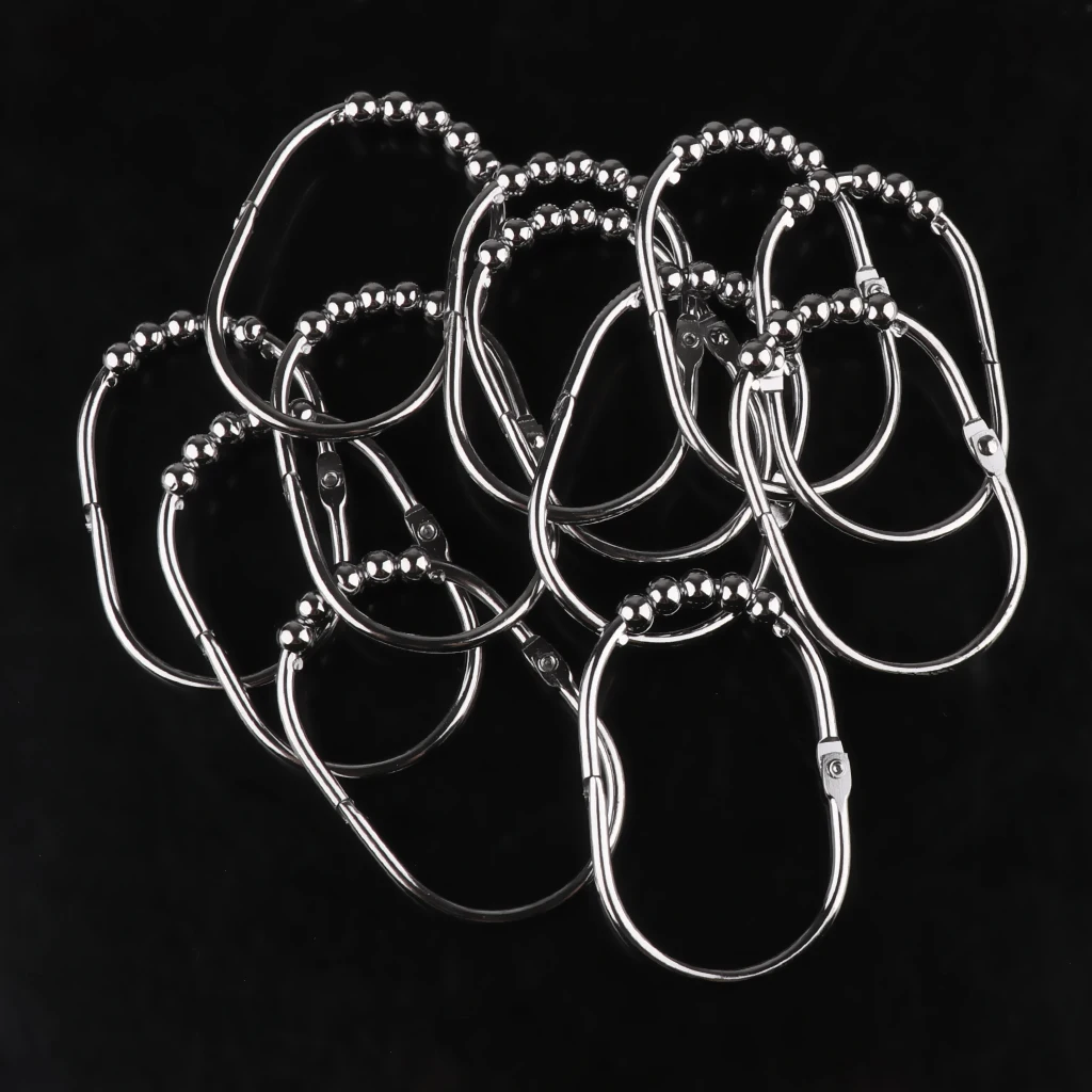 

12-компонентные кольца для занавесок для душа, рельсовый стержень, крючок для шариков для ванной комнаты # 1