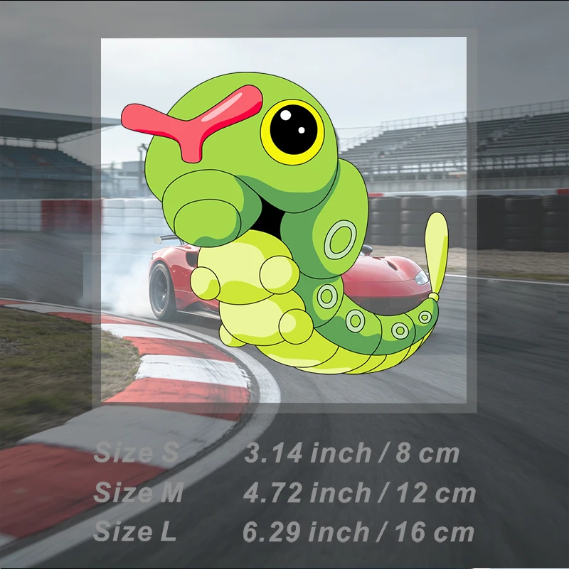 Car Stickers Green Caterpillar Cartoon Vinyl Decal Waterproof Die Cut UV Resistant for Car Windshield Auto Decor
