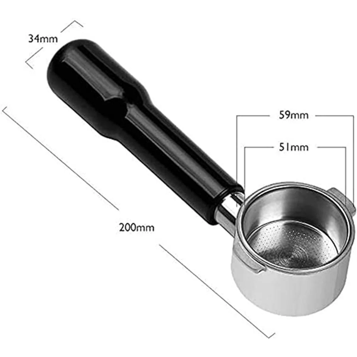 51mm Portafilter do ECP3420 EC155 BCO430 EC260, 51mm na przenośnik bez dna 2 uszy części zamienne