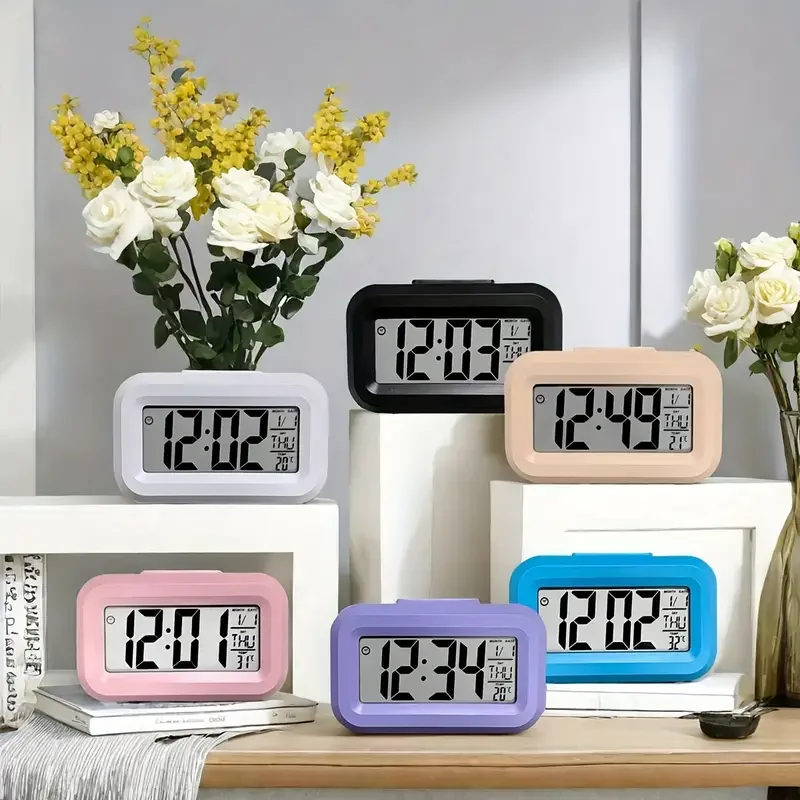 Reloj Despertador Digital LED Electrónico con Retroiluminación, Función de Repetición y Calendario para Hogar, Oficina, Escritorio, Pantalla de Mesa