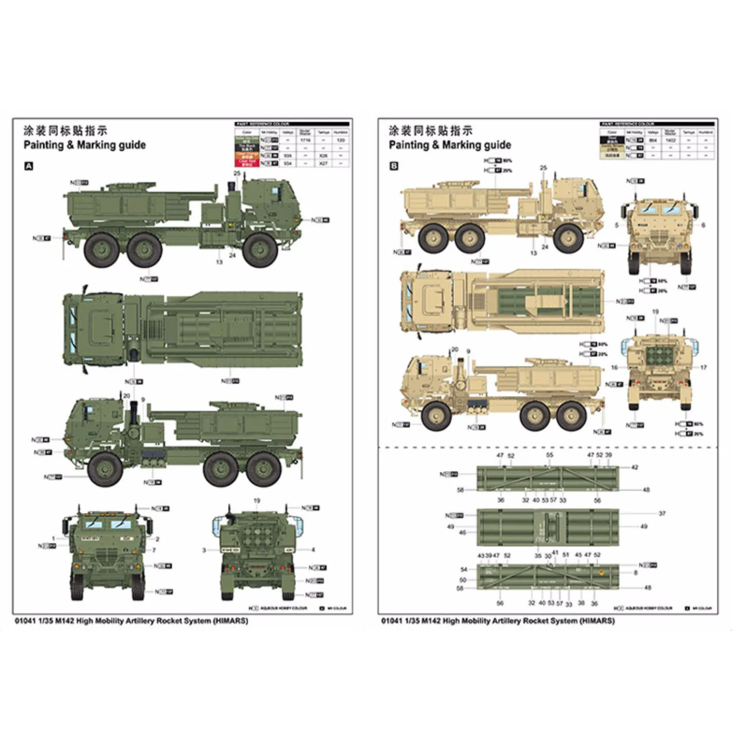 Trompetista 1/35 M142 HIMARS lançador de foguetes modelo 01041 kit de sistema de artilharia militar para construtores avançados