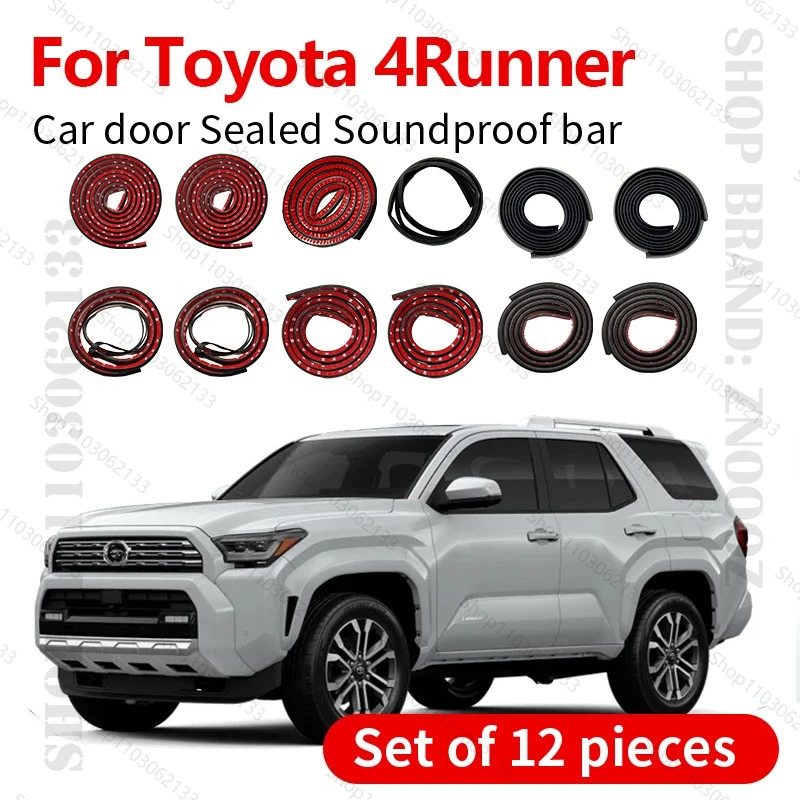 For Toyota 4Runner Car Door Seal Strip Rubber Double Layer Sealing Protector Soundproof Strip Dustproof Seal Strip 12 PCS