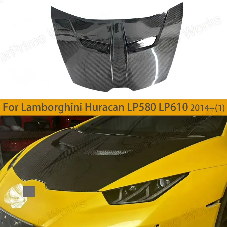 Dry Carbon Fiber Engine Bonnets Body kits Front Engine Hood Vent For Lamborghini Huracan LP580 LP610 2014up V Style