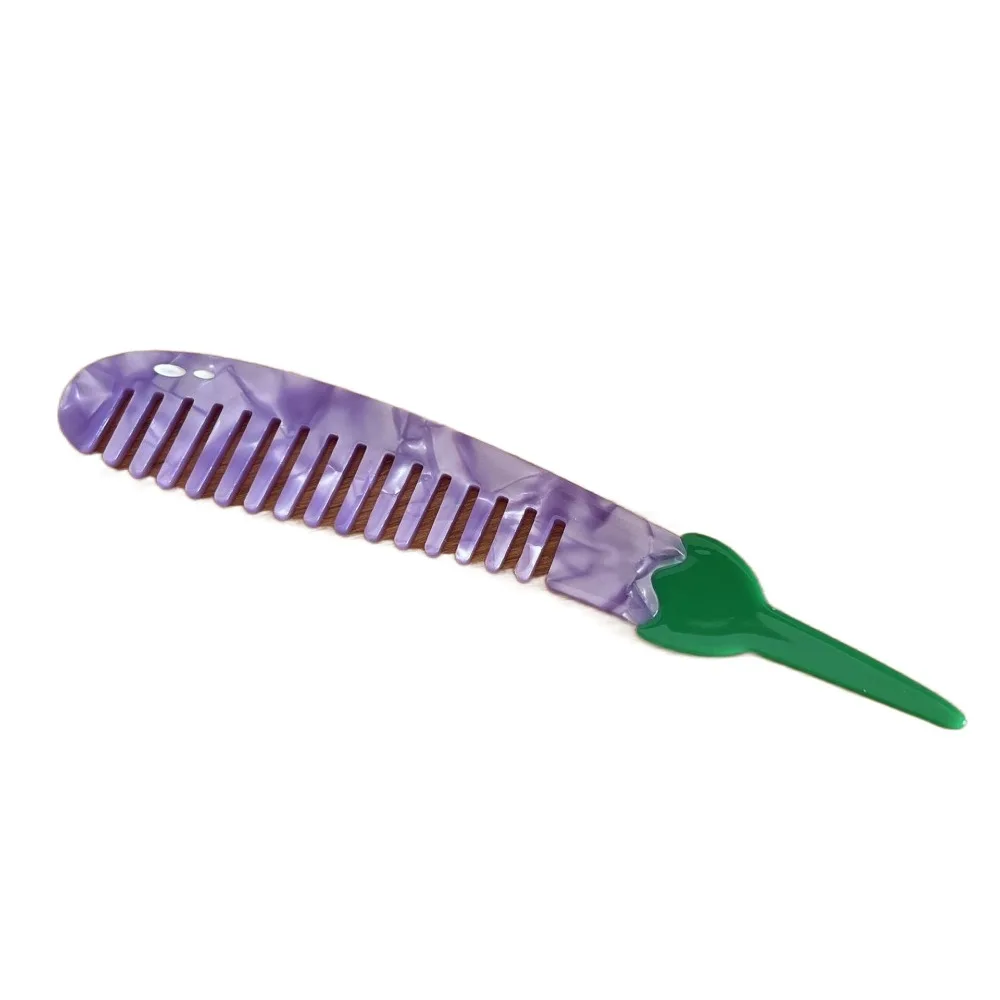 

Lovely Wide Toothed Acetate Comb Fruit Design Cartoon Animal Hairdressing Comb Massage Function Anti-static Hair Care Comb Women
