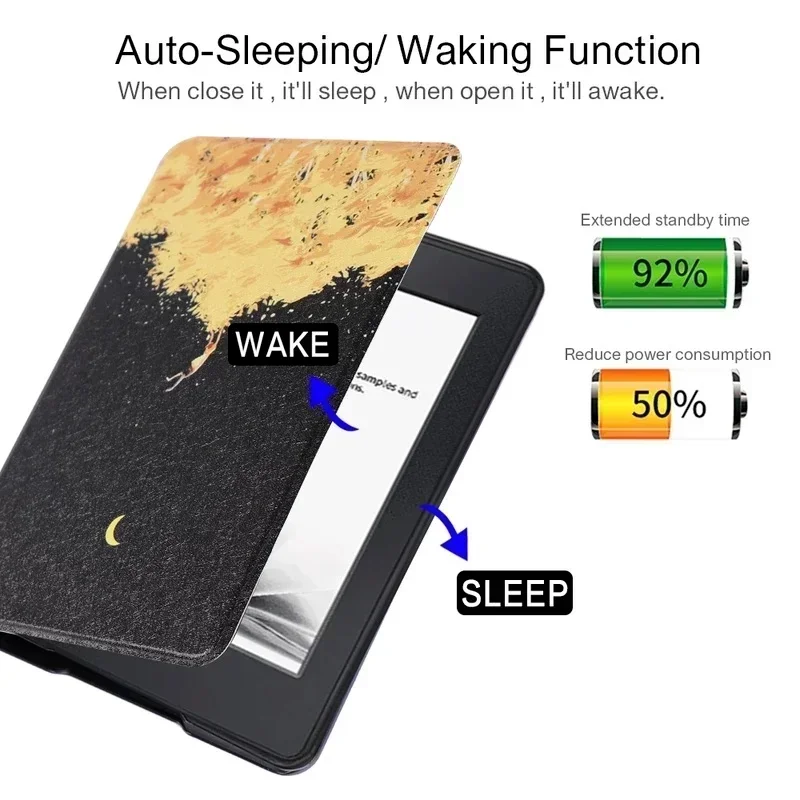 Leather Case for Kindle 11th Generation 2022 6 Inch C2V2L3 + Screen Protector Hand Strap Funda Ebook Auto Wake Sleep Smart Cover