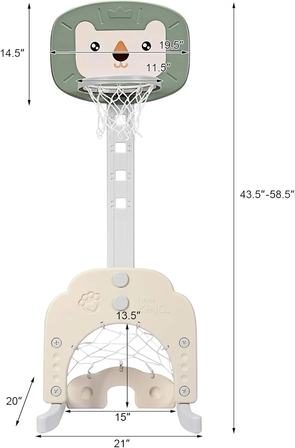 Kids Basketball Hoop, Toddler Sports Activity Center w/ 5 Adjustable Height Levels, Basketball Soccer Golf Game Set, Indoor Ou