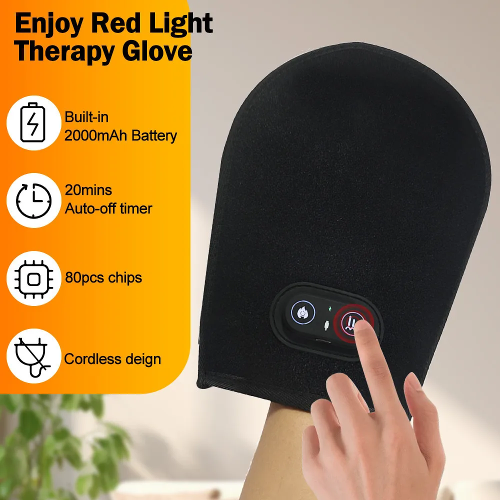 2026 Wireless Hand Care Glove With 80 LED Beads 660nm Red 850nm Infrared Warm Compress Household Skin Maintenance Tool
