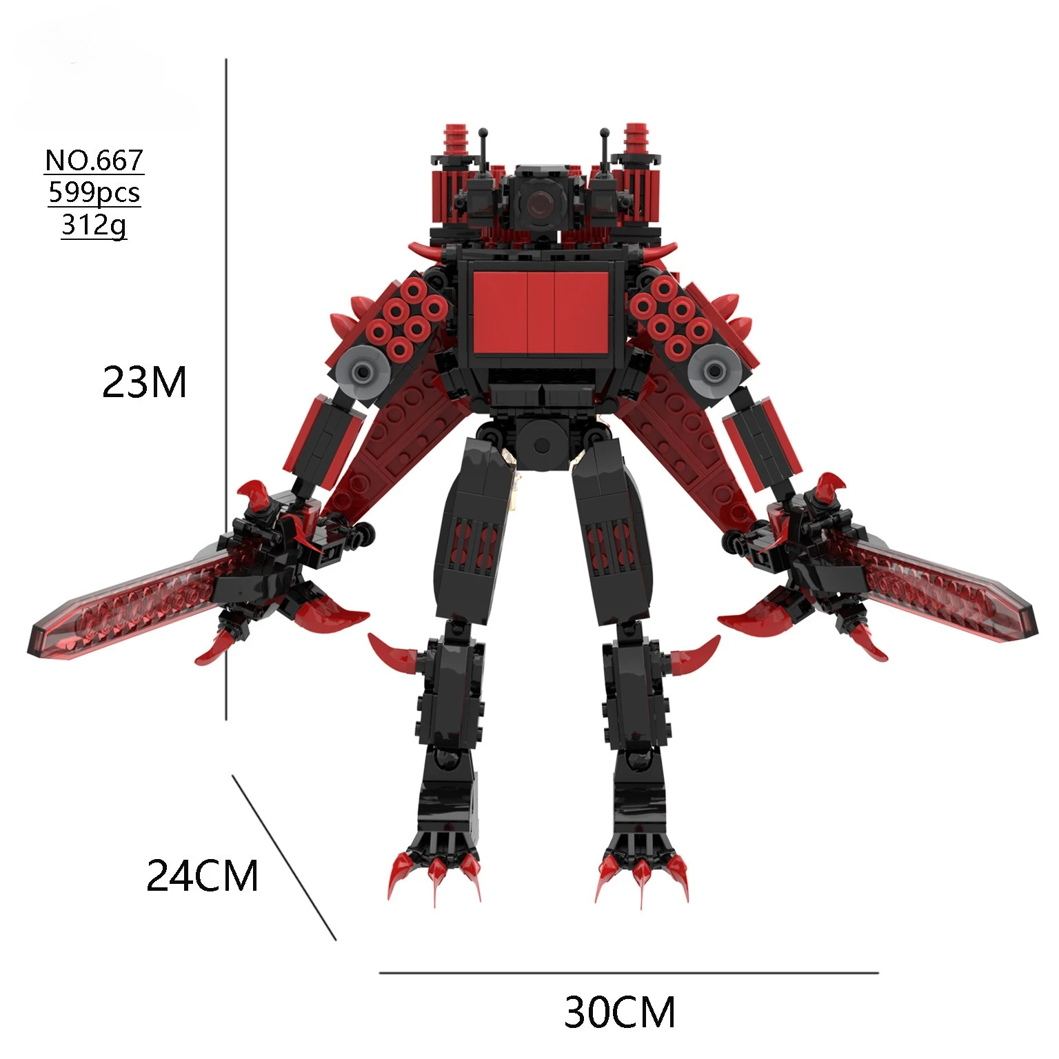 

Compatible With LEGO Skibidi Toilet MOC Abstract Building Blocks TV Red Lotus Double Swords Monitoring King Bricks Toys