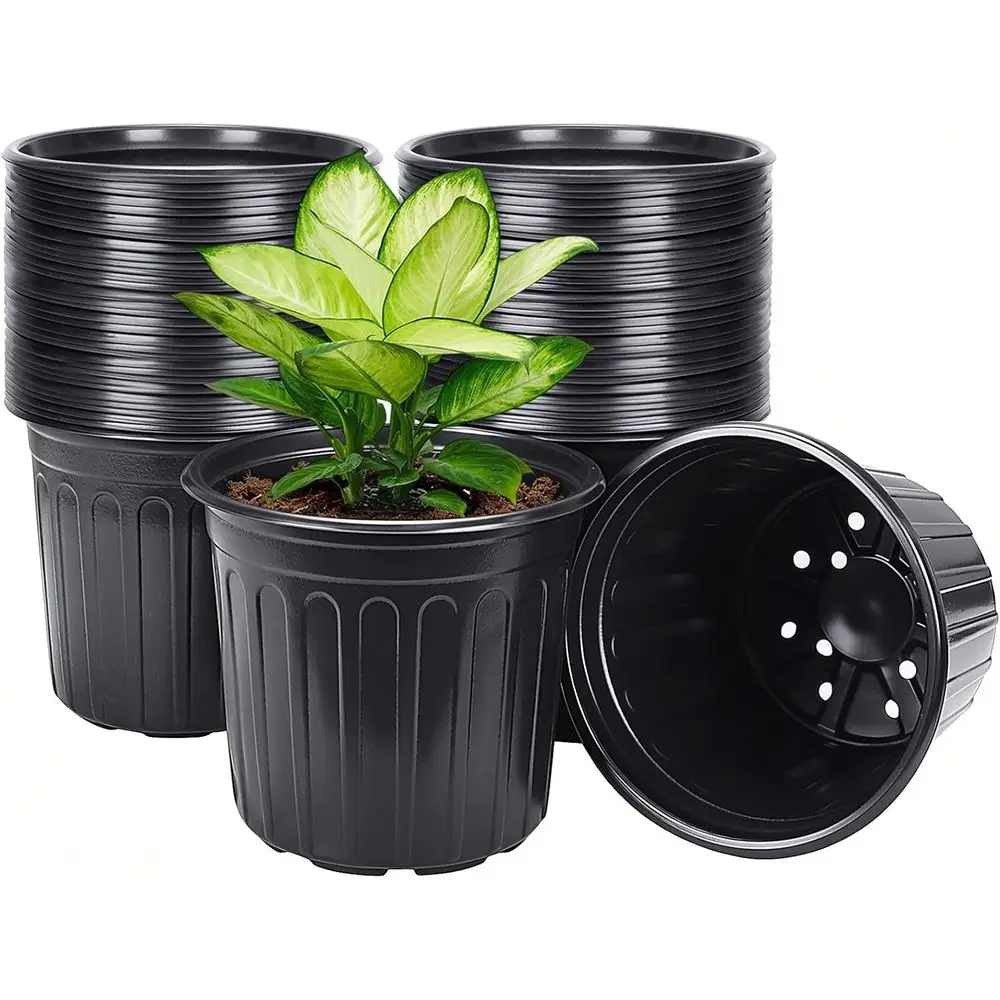 50-Pack 3 Gallon Flexible Bottom Nursery Pots for Seedlings, Succulents, and Transplanting (Black)
