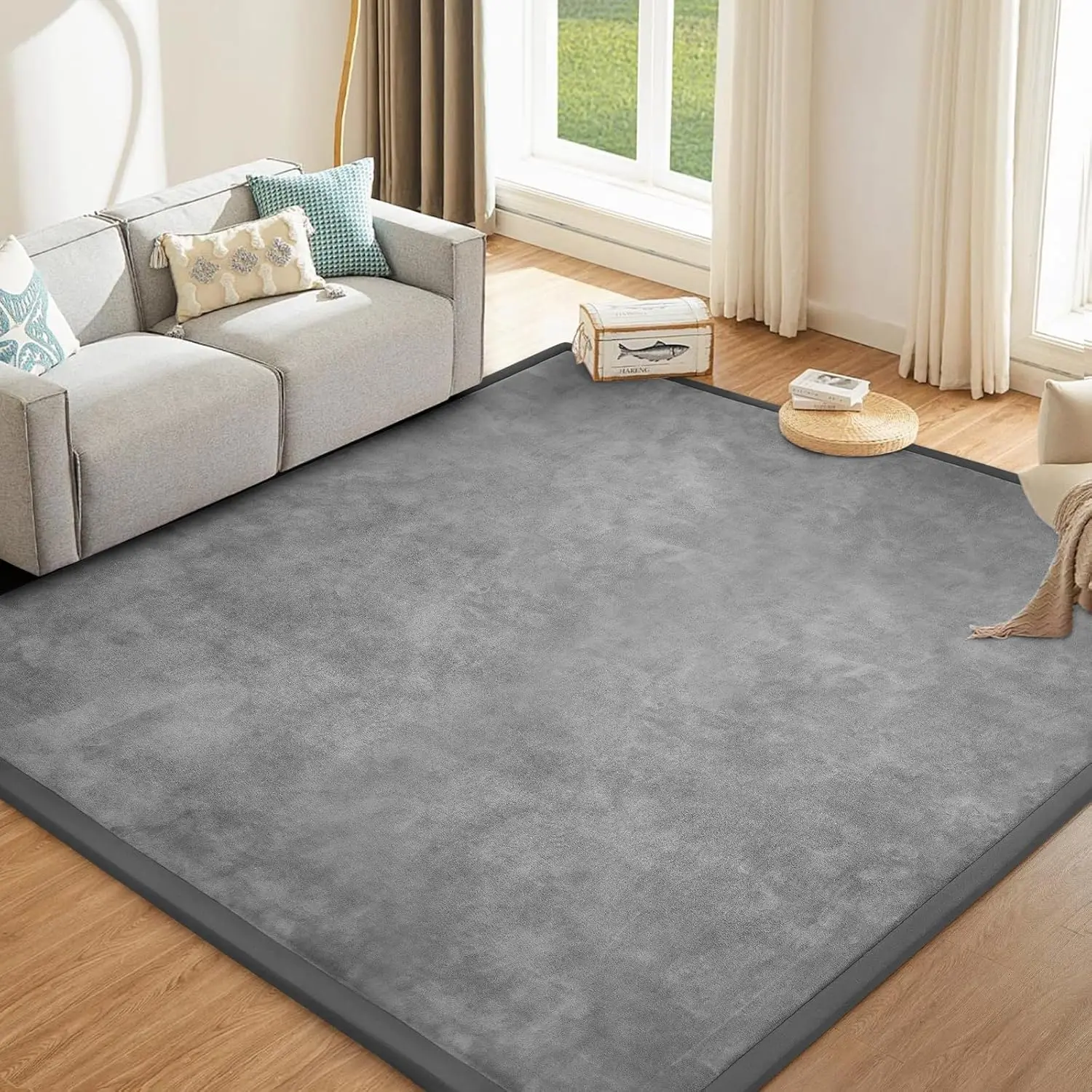 

Thick Memory Foam Baby Play Mat, 9'2" x 6'7" Nursery Rug for Toddlers & Kids, Non-Slip Grey Floor Mat