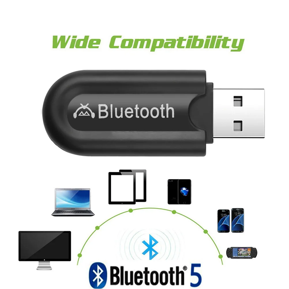 2 em 1 USB-A 3.5mm AUX Bluetooth 5.0 Receptor Conversor de Áudio Transmissor Adaptador Dongle Sem Fio Para Telefone Alto-falante Tablet PC TV