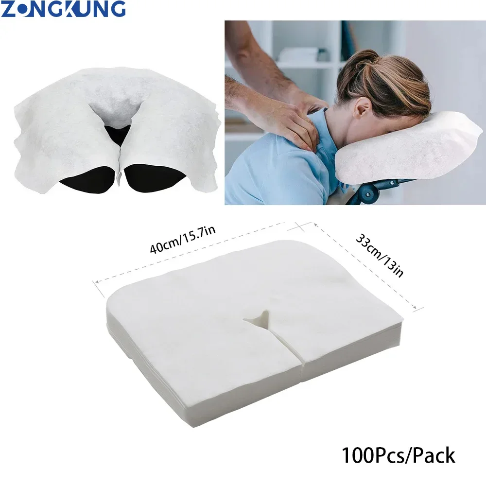 

100/200pcs Disposable Face Cradle Covers Spa Massage Table Sheets Headrest Pad Pillow Hole Cover for Massage Table Massage Chair