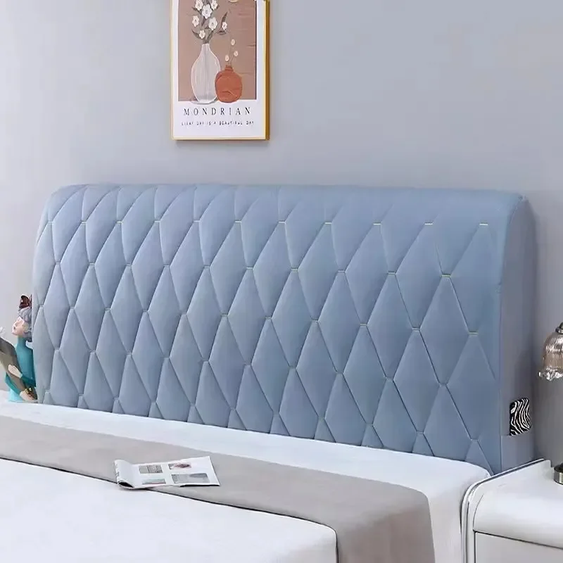 Funda de cabeza de cama acolchada suave Beige de alta calidad, Protector de respaldo de cama todo incluido, forro polar de felpa, cubierta de cabecero